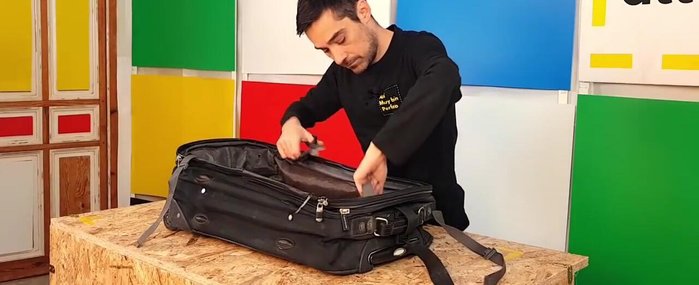 Limpieza y eliminación de elementos innecesarios: Quitar tiras, cremalleras y cualquier elemento de la maleta que no se vaya a utilizar.