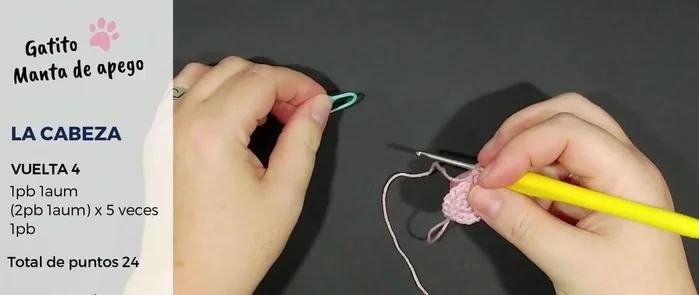 Vuelta 5: secuencia de tres puntos bajos y un aumento (total 30 puntos).