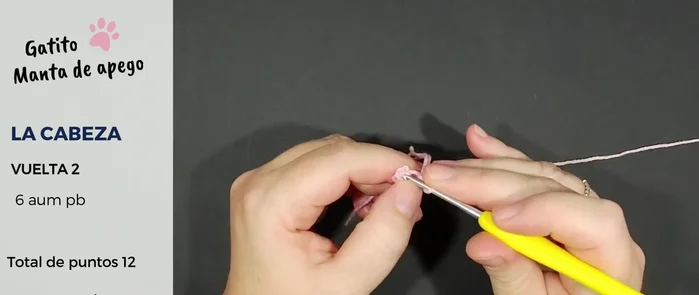 Vuelta 5: secuencia de tres puntos bajos y un aumento (total 30 puntos).