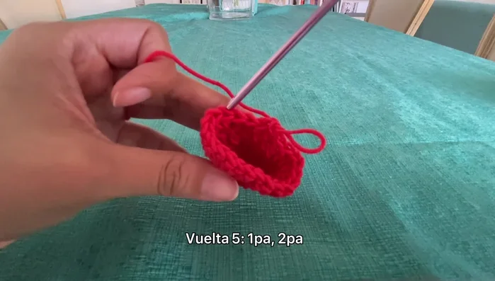 Quinta ronda: intercalar 1 punto alto y 2 puntos altos (18 puntos aprox.).