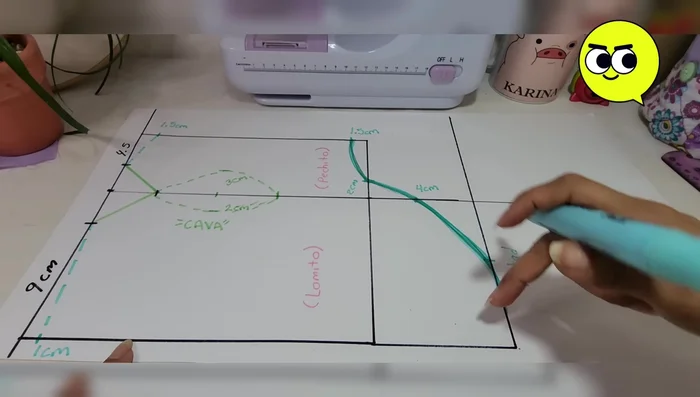 Remarcar el patrón con plumón y añadir marcas para el doblez de la tela: