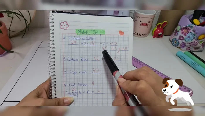 Determinar y marcar la mitad de la línea del cuello: