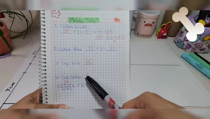 Trazar la caída de hombro (utilizando la medida de la tabla):