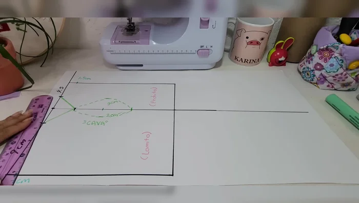 Marcar el largo del lomito (extendiendo el cuadrado base):