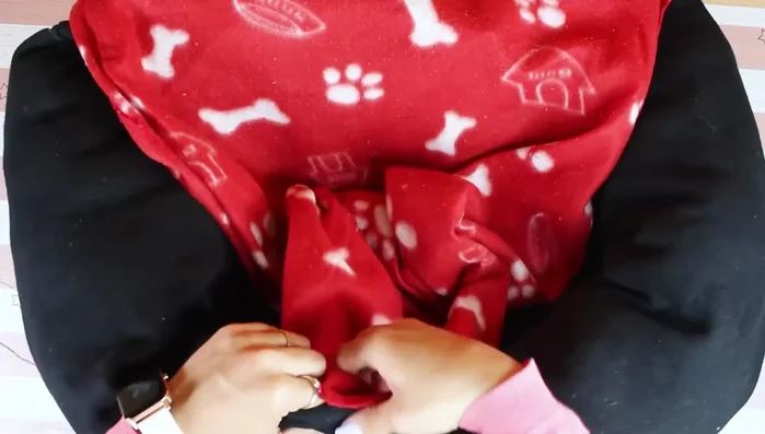 Colocar la mantita (para la versión invierno) y coserla en la parte trasera del respaldo.