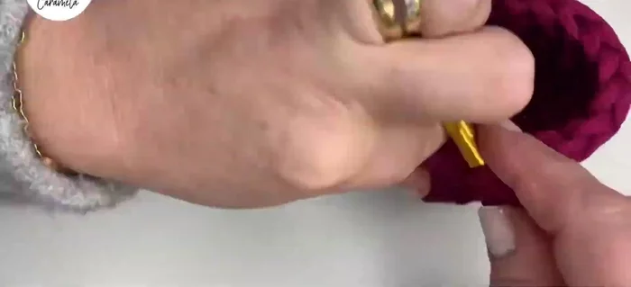 Cortar el hilo dejando un pequeño trozo para coserlo y esconderlo con una aguja.