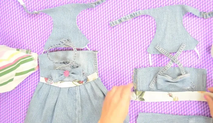 Pegar la pretina sobre la falda.