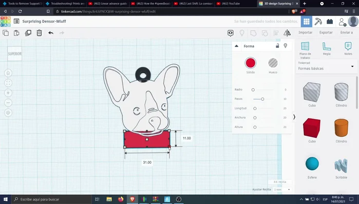 (Opcional) Agregar una placa con el nombre y número de teléfono de la mascota, dejando un hueco de 1.5 mm de altura.
