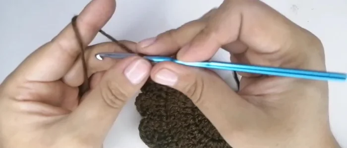 Tejer 45 cadenas (ajustar según el tamaño de la mascota). Repetir al otro lado.