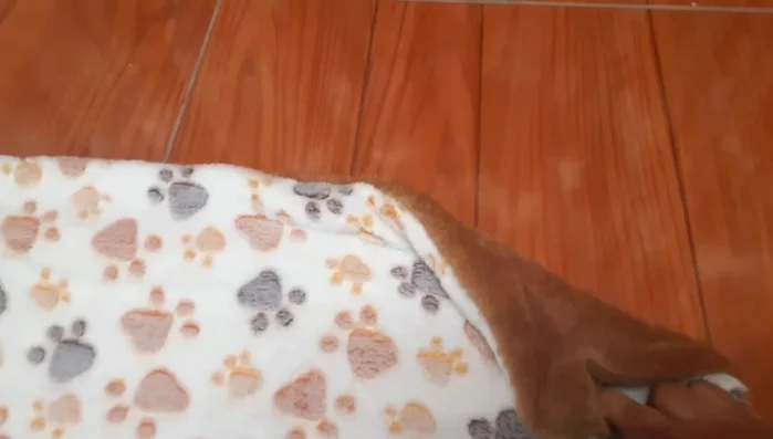 Coser la mantita: Unir las dos piezas de la mantita a 1 cm de la parte superior con puntadas grandes. Darle la vuelta a la costura.