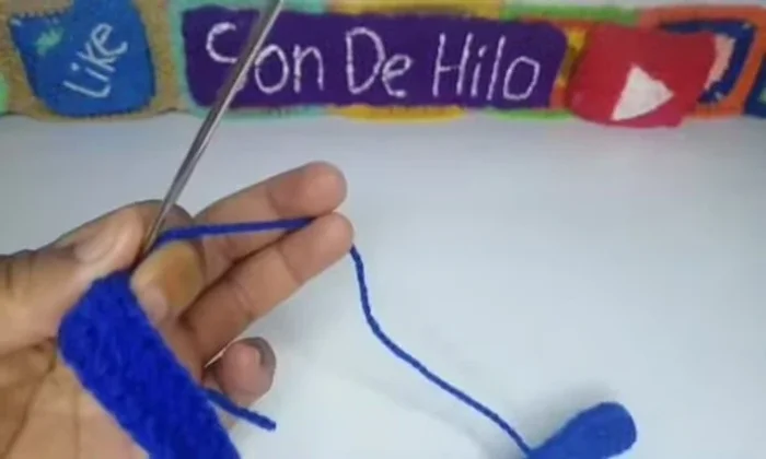 Cortar el hilo, esconder los extremos con la aguja lanera.