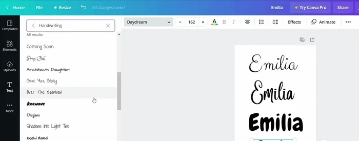 Imprimir la plantilla con el nombre y los elementos decorativos.