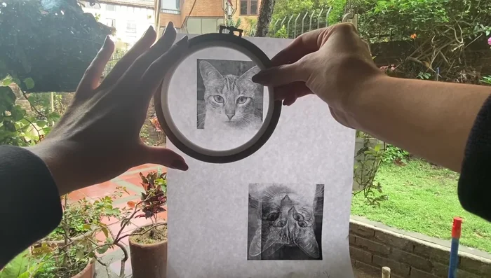 Imprimir la foto en el tamaño adecuado y transferirla a la tela usando el método de transferencia deseado (en este caso, se usa papel de transferencia).